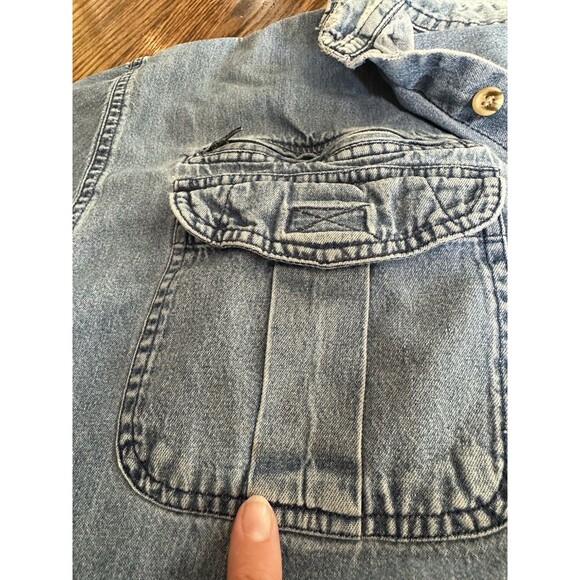 Vtg Men’s Trail Designs Cotton Denim Jean Button Down Shirt Pockets Size Large - Picture 11 of 12